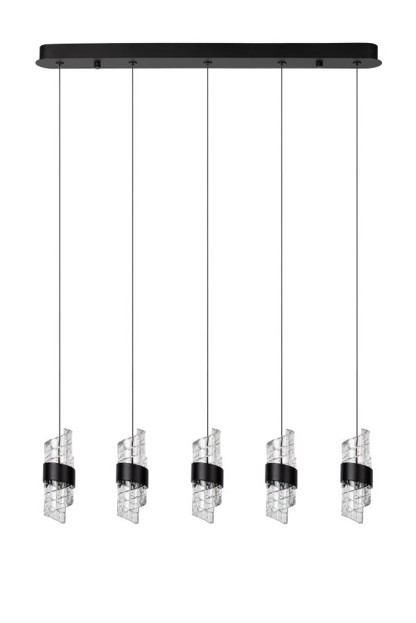 Lucide KLIGANDE - Hanglamp - LED Dimb. - 5x7,8W 2700K - Zwart - uitgezet